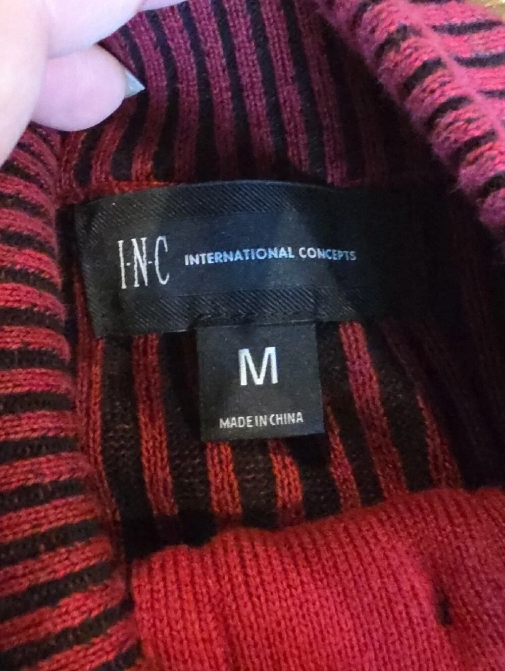 INC International Concepts Women's Ribbed Maroon Button-Trim Sweater
